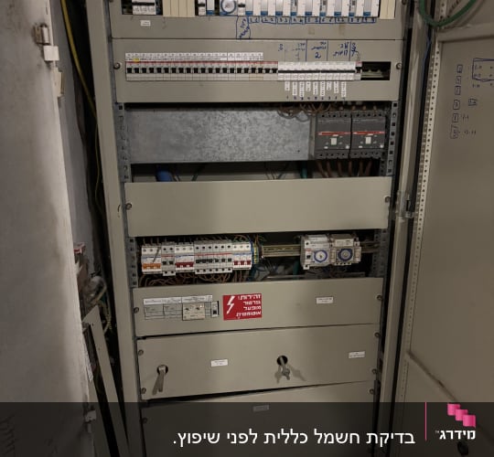 ארון חשמל עם מפסקים וחוטים